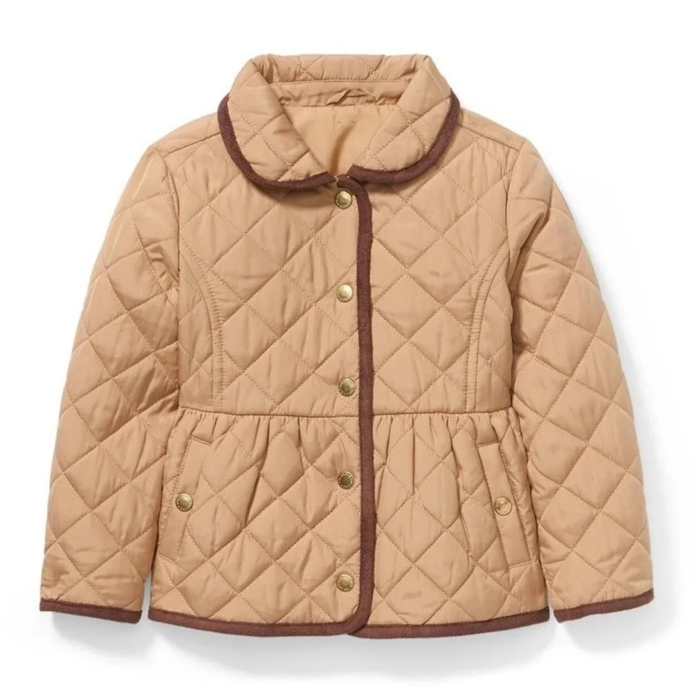 NWT Janie and Jack Quilted Jacket Khaki Peplum Bow Back Jacket